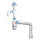 Сифон для мойки Ани с отводом для стир. машины, с гибкой трубой 40*40/50мм 1 1/2"х40мм