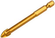 Сверло по кафелю FIT 12х91 мм, 4 режущие кромки, титановое покрытие, U-хвостовик под биту