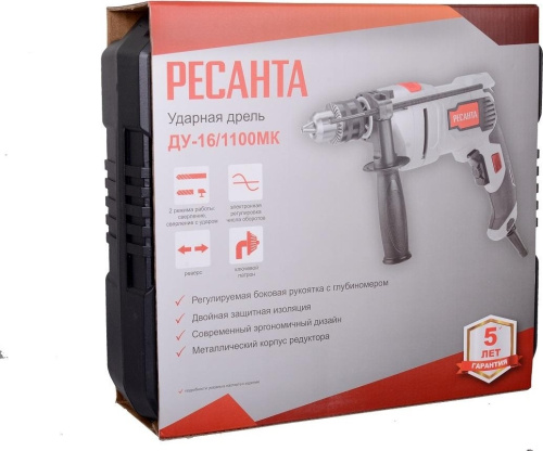 Дрель ударная Ресанта ДУ-16/1100МК 75/8/5