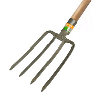 Вилы копальные, 4-х зубые, рельсовая сталь, с крашеным деревянным черенком
