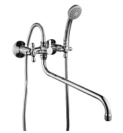 Смеситель универсальный Rossinka, хром, с аксессуарами, длинный излив H02-84R