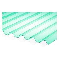 Профилированный поликарбонат бирюза прозрачный, 0,8мм, 1,05*2 м трапеция