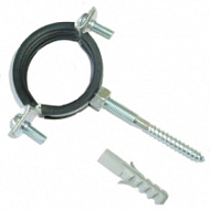 Хомут обрезиненный 1 1/2" (48-52мм) с шурупом М8*80 и дюбелем