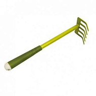 Грабли 5-ти зубые прямые с черенком и пластиковой ручкой