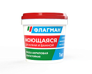 Краска ФЛАГМАН акриловая, моющаяся , белая, 1,0 кг