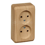 Розетка 2-м ОП Этюд Дача 16А IP20 без заземл. сосна SchE PA16-005D , 134018