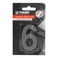 Номер дверной FUARO №6 хром самоклеящийся стальной (50х37)