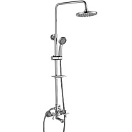 RS42-46 Смеситель для душа Rossinka, хром, Тропический душ Ø200мм, лейка 5 режимов, с изливом