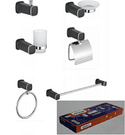 А12200G-6 Набор аксессуаров для ванной комнаты Accoona, 6 предметов, черный