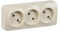 Розетка 3-м ОП IEK GLORY РС23-2-ХК 10А без заземл. крем. ERH30-K33-10