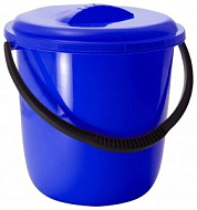 Ведро 12л Rock'n'Roll круглое с крышкой, индиго