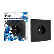 1792326 Розетка 1-м СП Pixel 16А IP20 с заземл. защ. шторки в сборе карбон TOKOV ELECTRIC TKE-PX-R1F