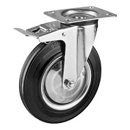 Опора колесная большегрузная 125мм поворотная с торм., платф. крепл. 100кг