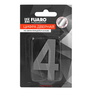 Номер дверной FUARO №4 хром самоклеящийся стальной (50х37)