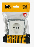 1984954 Розетка IEK BRITE РСР10-1-0-БрАБ 10А в сборе без заземл.без защ.шторок арктич.бел