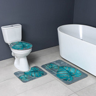 6850661 Коврики для ванной и туалета Доляна «Тропический», 3 шт., 50×80 см, 50×40 см, 40×43 см