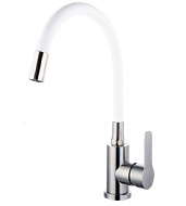 A54101-8 Смеситель для кухни Fashun, белый, гибкий излив, нержавейка
