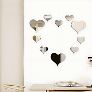 Наклейки интерьерные «Сердца», декор настенный зеркальный, набор 10 шт.