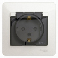 Розетка 1-м СП GLOSSA 16А IP44 с заземл. защ.шторки с крышкой в сборе перламутр SchE GSL000648