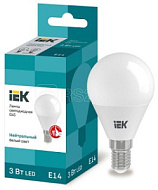 422011 Лампа светодиодная Eco G45 3Вт шар 4000К нейтр. бел. E14 216лм 230-240В IEK LLE-G45-3-230-40-E14