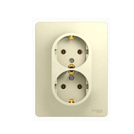 Розетка 2-м СП Glossa с заземл. в сборе беж. SchE GSL000224, 275192