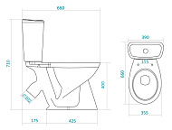 1WH202569 Унитаз-компакт Santek Бриз, белый, 1 режим, полипропилен
