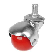 Опора колесная 50мм с болтом М10, поворотный подшипник, круглая красная