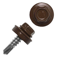 Саморез кровельный 4,8х28мм сверло RAL8017 шоколадно-коричневый 300шт/ведро