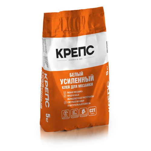 Клей для плитки Усиленный Крепс белый 5 кг