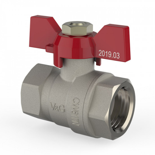 Кран шаровой 1" ВР бабочка никель