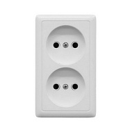 Розетка 2-м ОП Хит 16А IP20 без заземл. без защ. шторок бел. SchE RA16-237-B, 309131