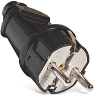 Вилка электрическая прямая 16А 250В с заземл. черн. (еврослот) UNIVersal А1010