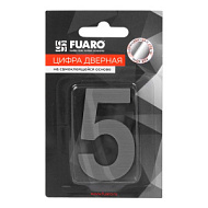 Номер дверной FUARO №5 хром самоклеящийся стальной (50х37)