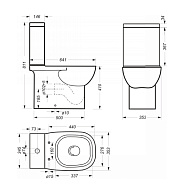Унитаз-компакт Sanita Luxe Quadro Slim SL DM, белый, 2 режима, дюропласт с микролифтом тонкое