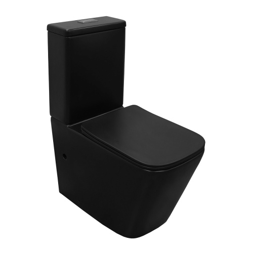 AZ-8303D Black King унитаз-компакт безободковый, с сиденьем микролифт,дюропласт, черный