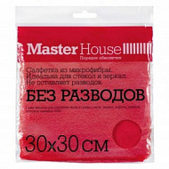 Салфетка для уборки стекла, зеркал "MasterHouse" Без разводов, микрофибра, 30 х 30 см