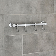 Крючок настенный на планке, двигающийся, Accoona A163-4, 4 шт., хром