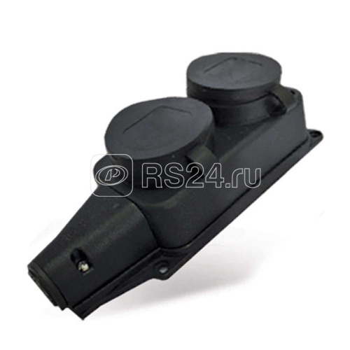 424838  Колодка 2-м однофазная с  заглушками (каучук) UNIVersal 1027