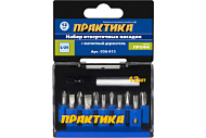 036-513 Набор бит ПРАКТИКА Профи (PH 3шт PZ 3шт Torx 3шт LS 2шт x 25мм держатель, кассета, 12шт)