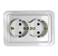 Розетка 2-м IN HOME CLASSICO с заземл. 2128 бел. ASD