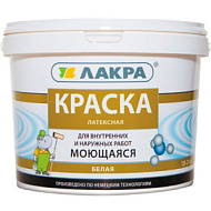 Краска Лакра Моющаяся  латексная 6,5 кг, белоснежная