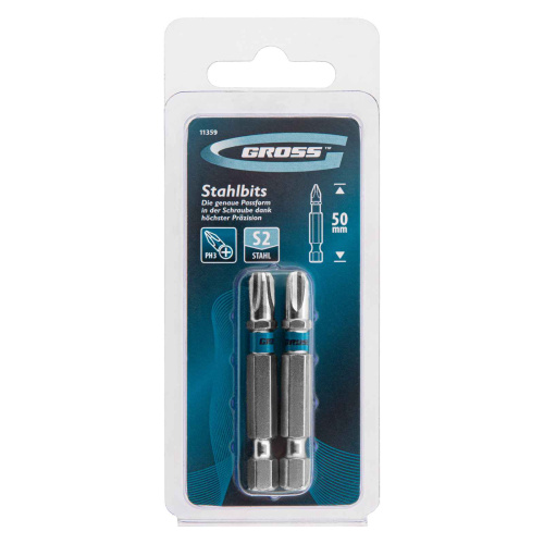 Биты Gross PH3х50, сталь S2, 2 шт