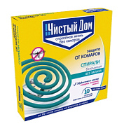 Спирали от комаров Чистый дом зеленые, без дыма, без запаха, 10 шт