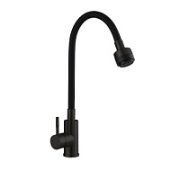 AV9001B Смеситель для кухни AVRORA Kitchen с высоким гибким изливом, черный