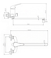 Смеситель для ванны Rossinka, хром, с аксессуарами, длинный излив Y40-32