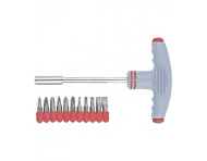 11567 Отвертка Matrix с Т-образной эргономичной ручкой и набором бит, CrV, 11 шт