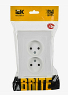 1984926 Розетка IEK 2-м СП BRITE РС12-2-БрАБ 10А в сборе без заземл. без защ. шторок арктич. бел.