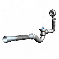 Сифон для ванны 1 1/2"х40 с выпуском и переливом с мет.реш. с г.т. 40х40/50 V155