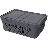 Ящик с крышкой DELUXE 380 Х 276 Х 146 см, 12л, серый