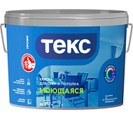 Краска для стен и потолка ТЕКС интерьерная Моющаяся 9л белая Профи А